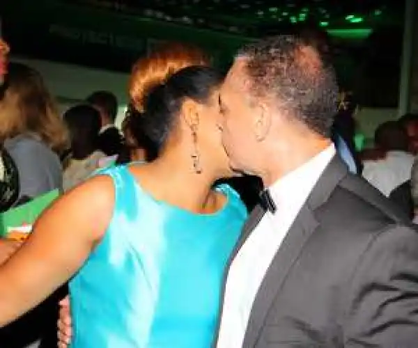 Omotola Jalade Receives A Kiss From Senator Ben Murray-Bruce [See Photo]